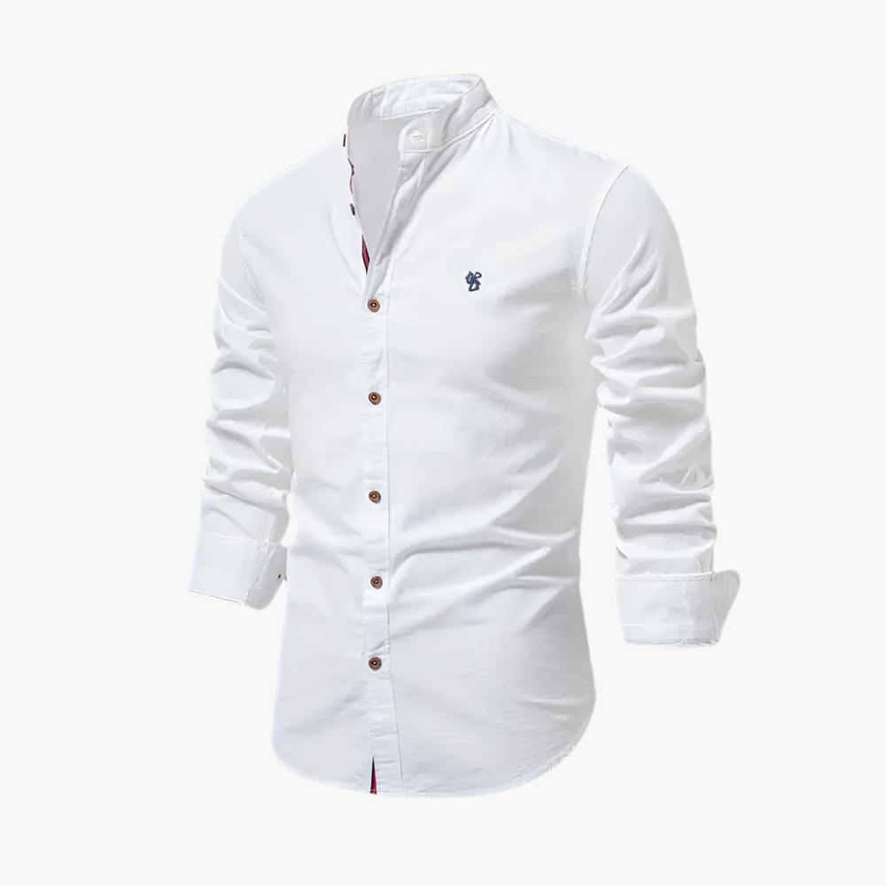 Men's Casual Stand Collar Long Sleeve Shirt – Modern Slim Fit Dress & Everyday Wear