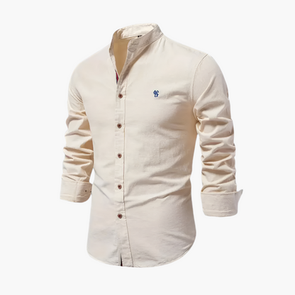Men's Casual Stand Collar Long Sleeve Shirt – Modern Slim Fit Dress & Everyday Wear