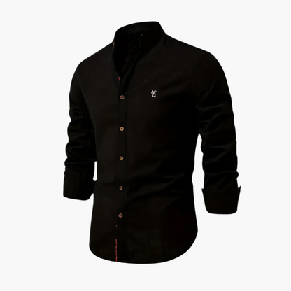 Men's Casual Stand Collar Long Sleeve Shirt – Modern Slim Fit Dress & Everyday Wear