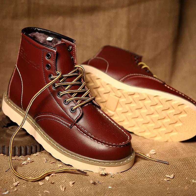 Men's Retro Winter Boots - Stylish Vintage Lace-Up Outdoor Boots