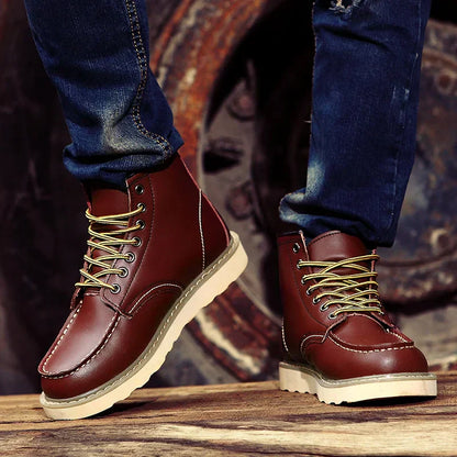 Men's Retro Winter Boots - Stylish Vintage Lace-Up Outdoor Boots
