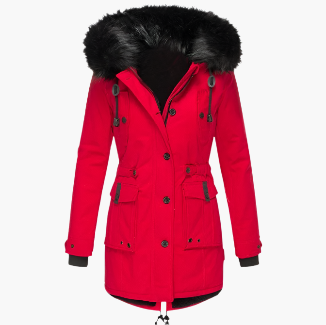 Women's Winter Parka Jacket with Faux Fur Hood – Stylish Outdoor Cold Weather Coat