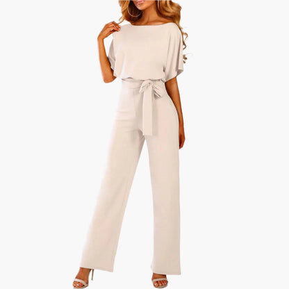 Women's Elegant Wide Leg Jumpsuit with Waist Tie – Chic Party & Evening Wear