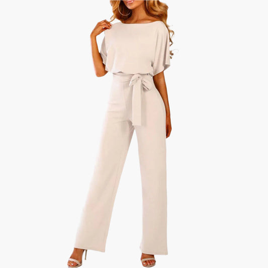 Women's Elegant Wide Leg Jumpsuit with Waist Tie – Chic Party & Evening Wear