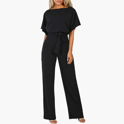 Women's Elegant Wide Leg Jumpsuit with Waist Tie – Chic Party & Evening Wear