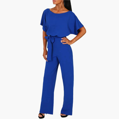 Women's Elegant Wide Leg Jumpsuit with Waist Tie – Chic Party & Evening Wear