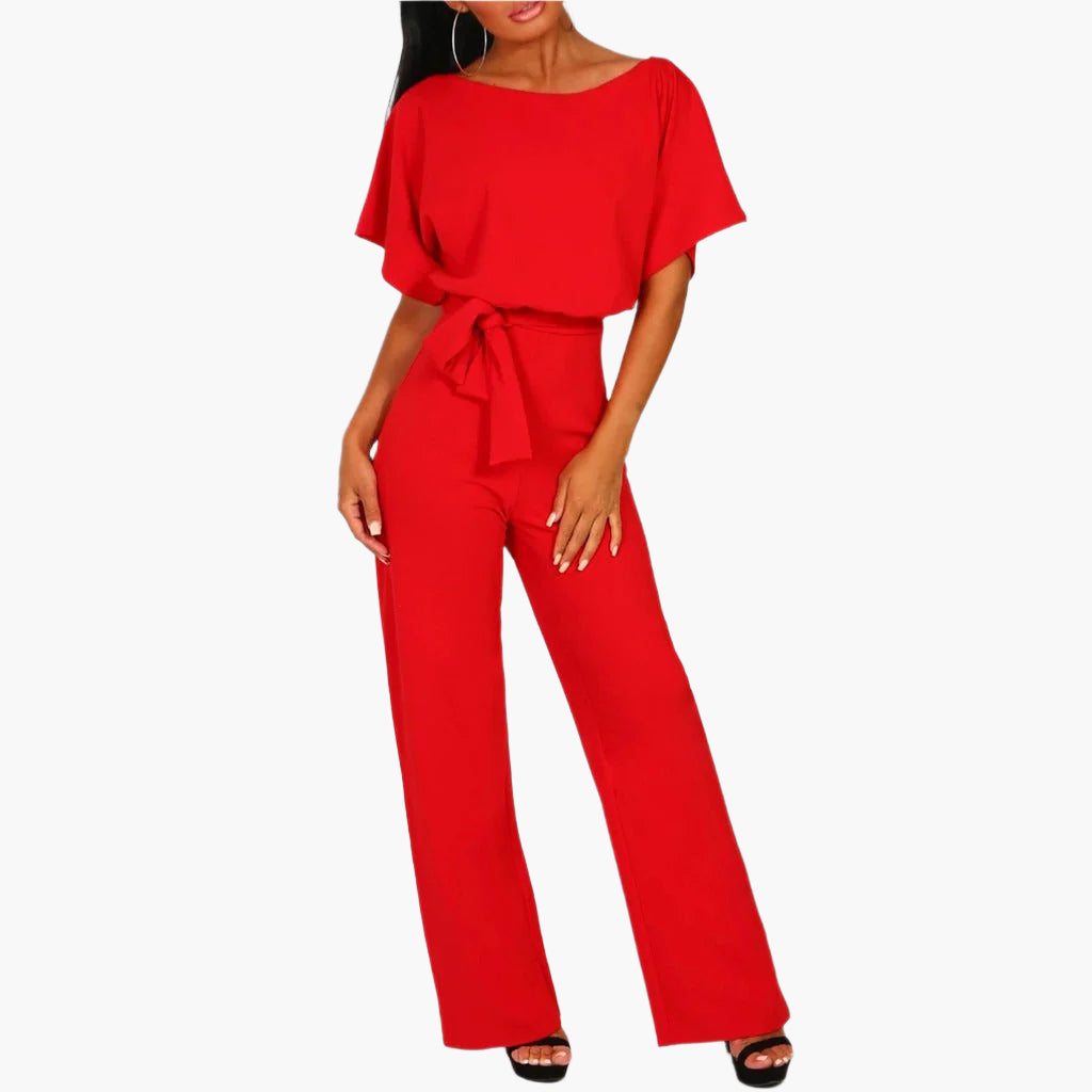 Women's Elegant Wide Leg Jumpsuit with Waist Tie – Chic Party & Evening Wear