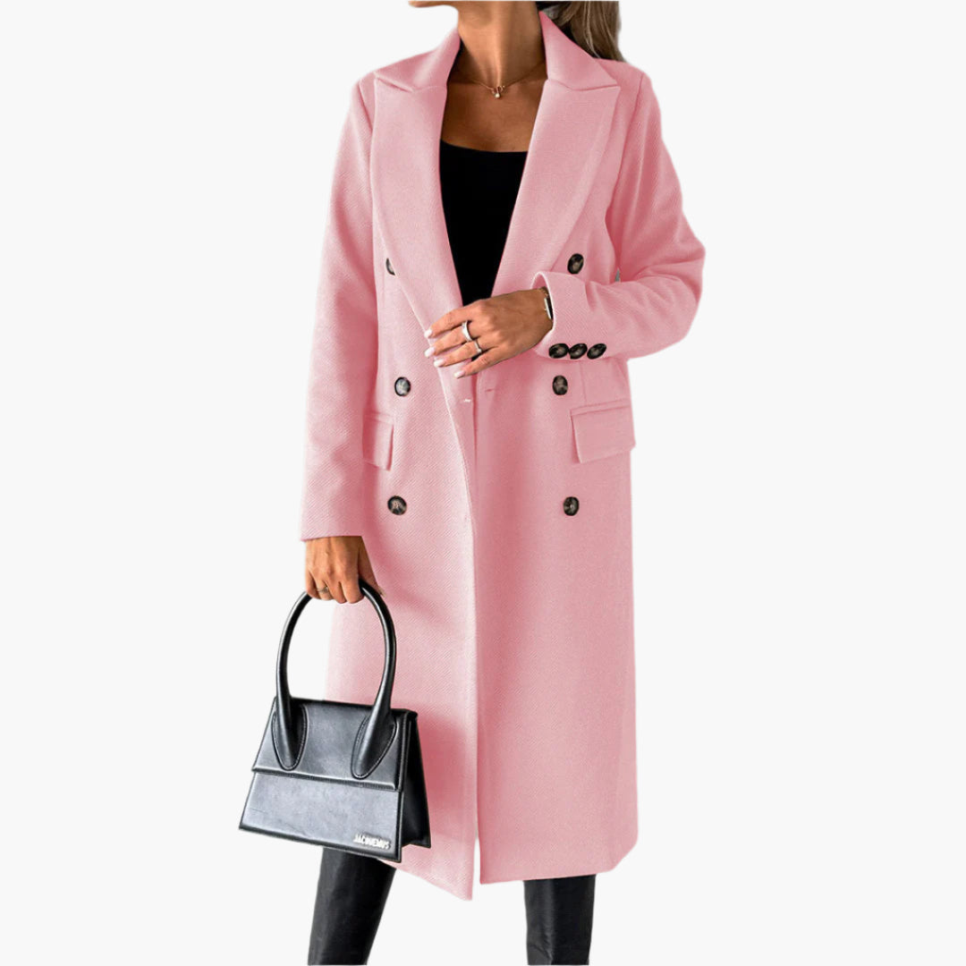 Women's Elegant Double-Breasted Winter Overcoat - Sophisticated Formal & Everyday Style