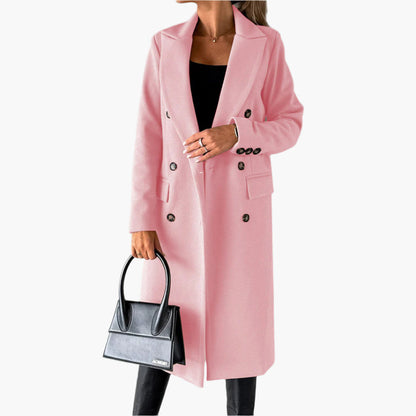 Women's Elegant Double-Breasted Winter Overcoat - Sophisticated Formal & Everyday Style