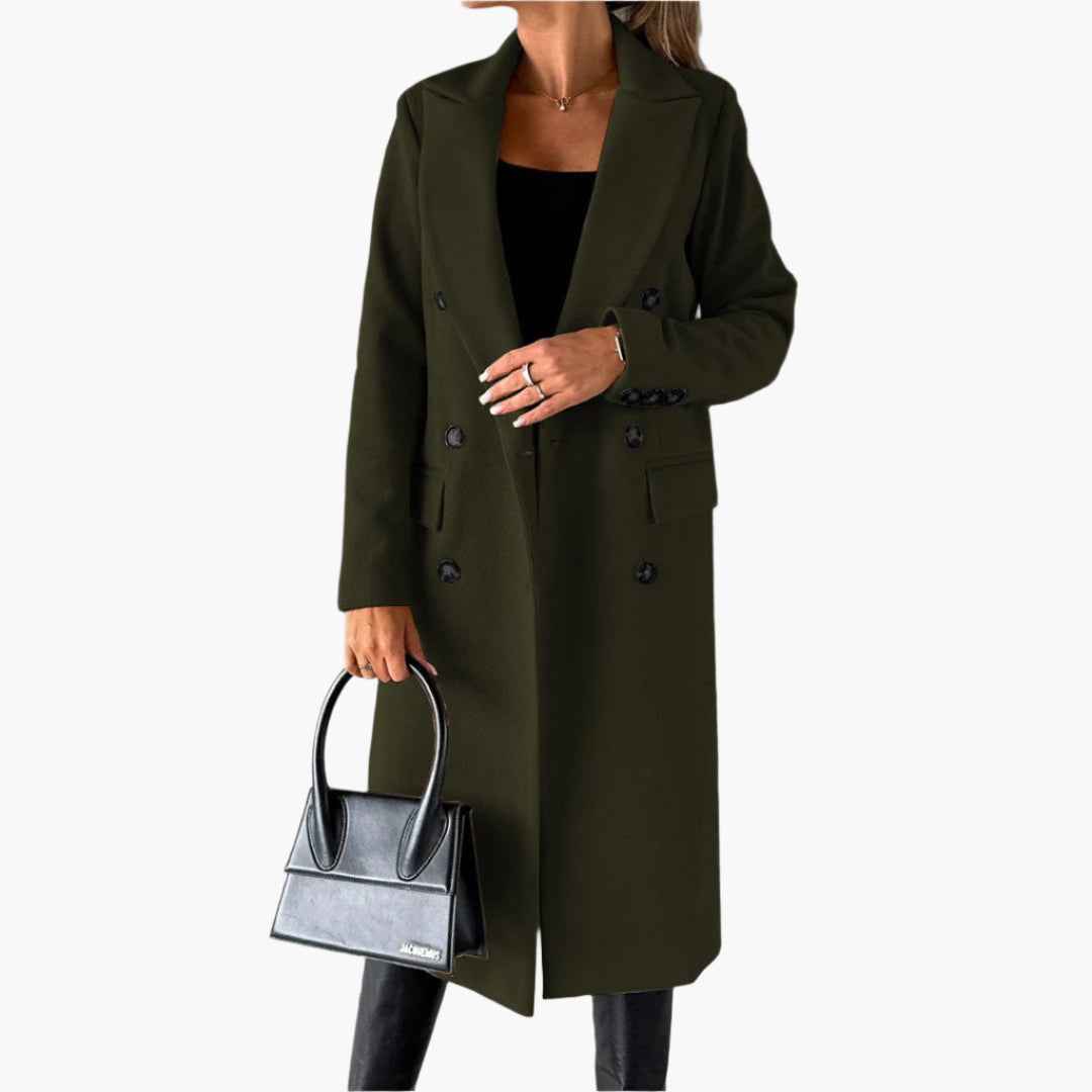 Women's Elegant Double-Breasted Winter Overcoat - Sophisticated Formal & Everyday Style