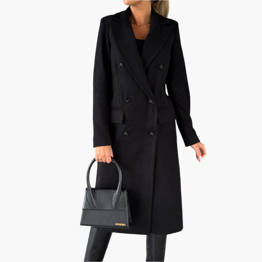 Women's Elegant Double-Breasted Winter Overcoat - Sophisticated Formal & Everyday Style