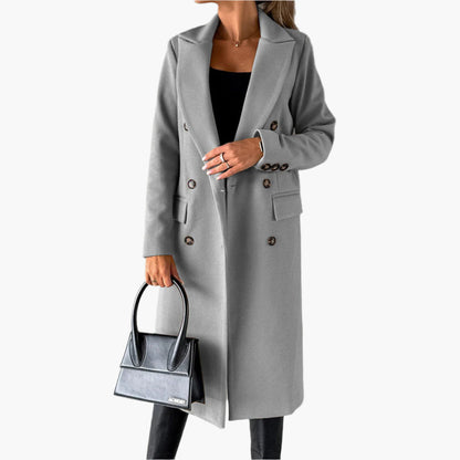 Women's Elegant Double-Breasted Winter Overcoat - Sophisticated Formal & Everyday Style