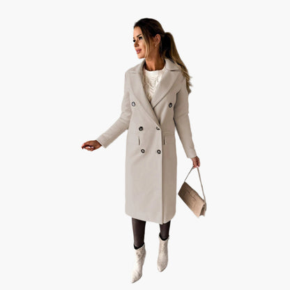 Women's Elegant Double-Breasted Winter Overcoat - Sophisticated Formal & Everyday Style