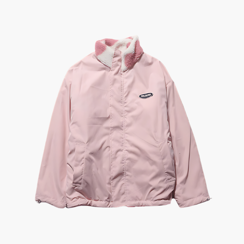 Women's Reversible Fluffy Hearts Full Zip Fleece Jacket – Cozy Casual Outerwear