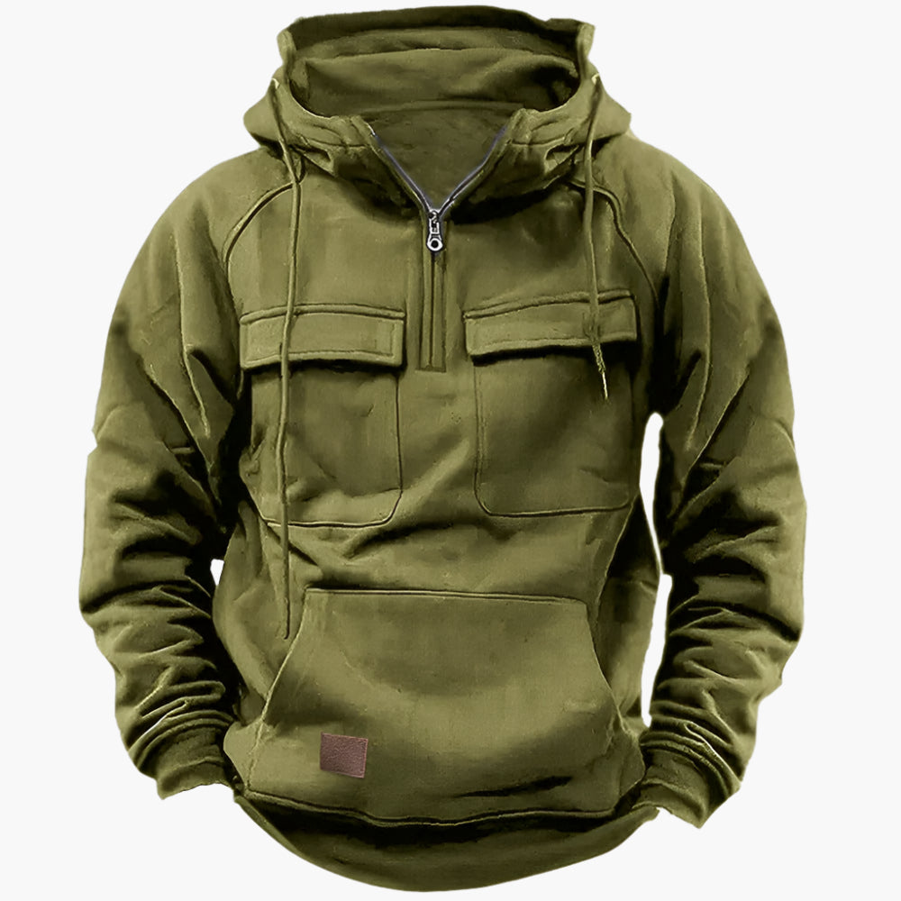 Men's Tactical Winter Hoodie with Zipper – Military Style, Warmth & Comfort