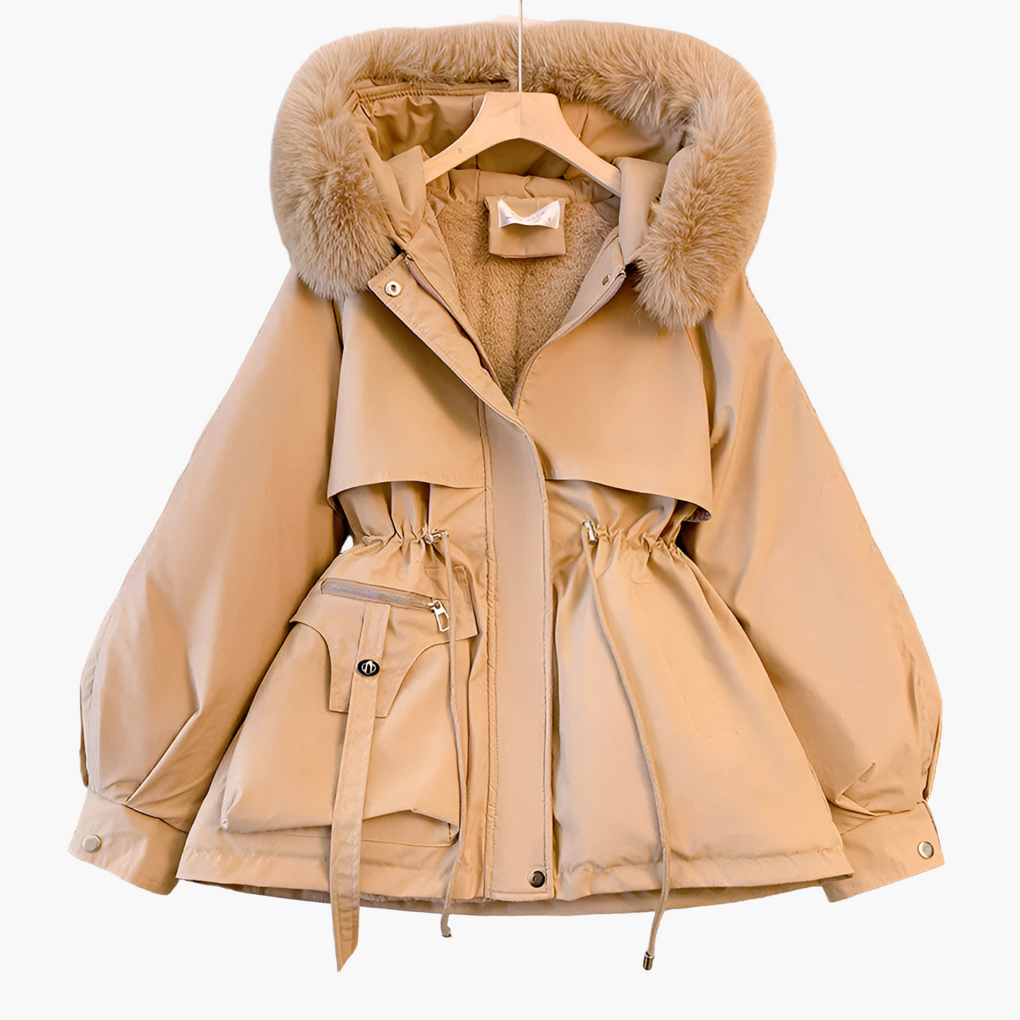 Women's Winter Parka Jacket with Hood and Drawstring Waist – Elegant Outdoor Warmth