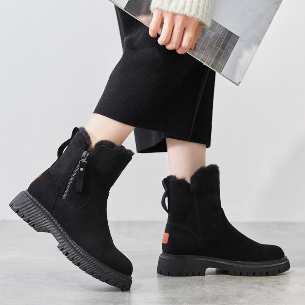 Women's Winter Ankle Boots with Warm Lining and Non-Slip Sole – Fashionable Waterproof Outdoor Boots