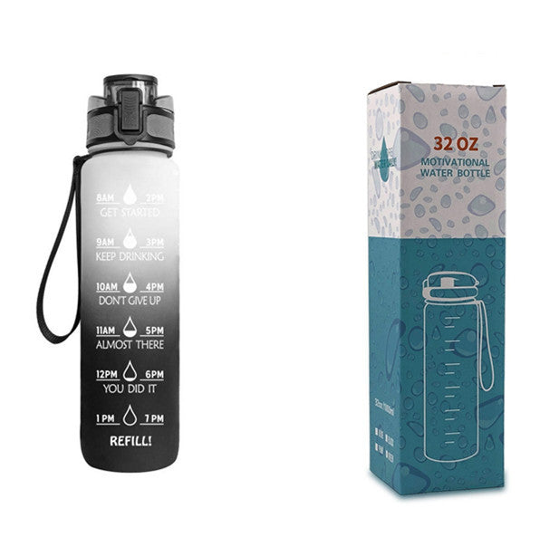 1L Motiverende Drinkfles met Tijdmarkeringen – Lekvrije BPA-vrije Tritan Sportfles – Kleurovergang Design