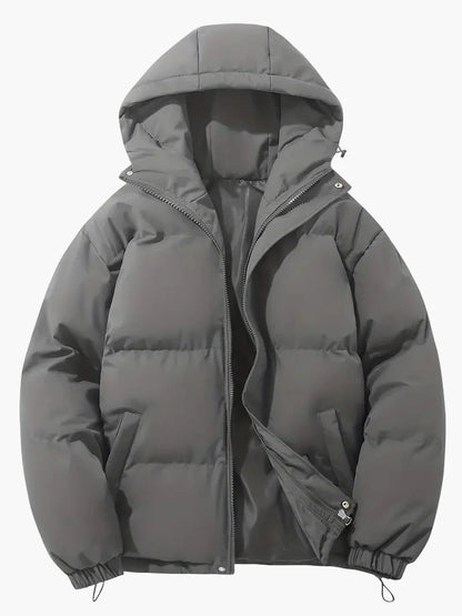 Men's Classic Winter Puffer Jacket with Hood for Cold Weather and Everyday Style