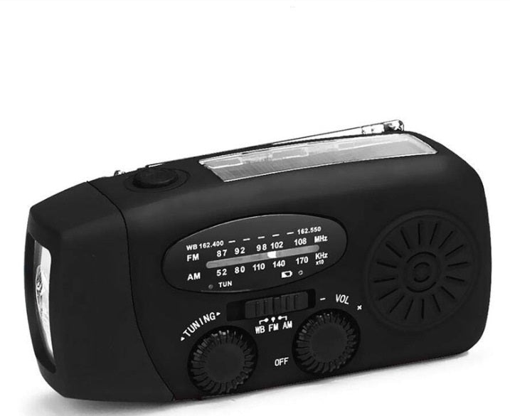 Zonne-oplaadbare Noodradio met Zaklamp – USB, Dynamo, LED Verlichting – Rood