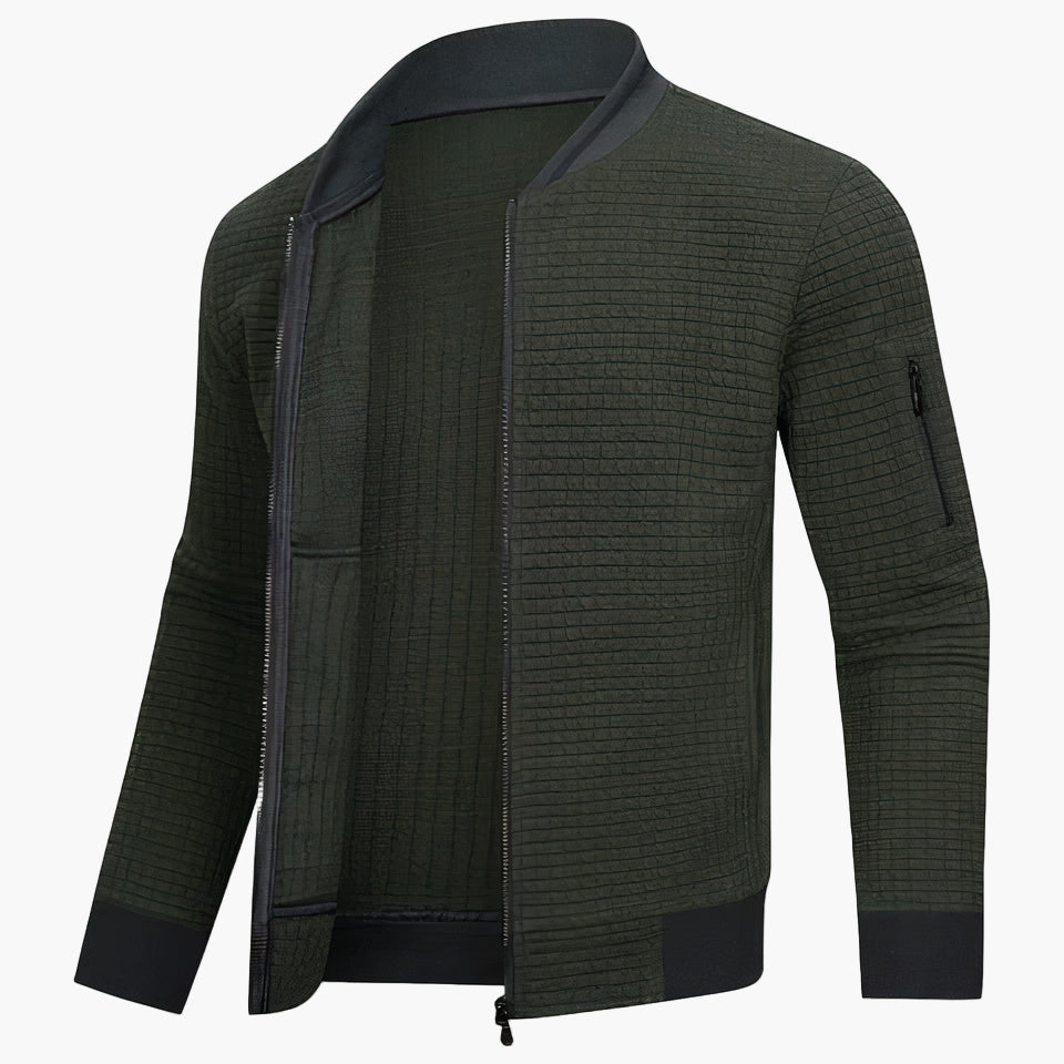 Men's Minimalist Grid Bomber Jacket for Daily Wear and Modern Style