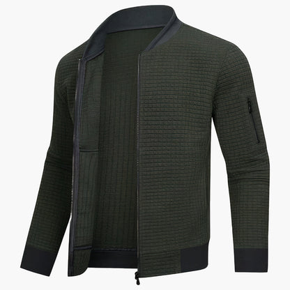 Men's Minimalist Grid Bomber Jacket for Daily Wear and Modern Style
