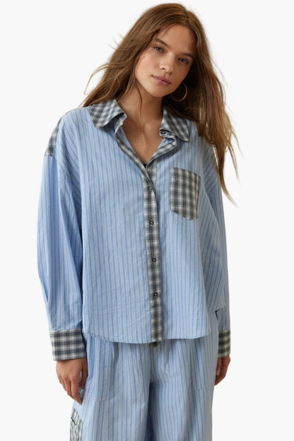 Women's Relaxed Fit Patchwork Pajama Set for Cozy Nights