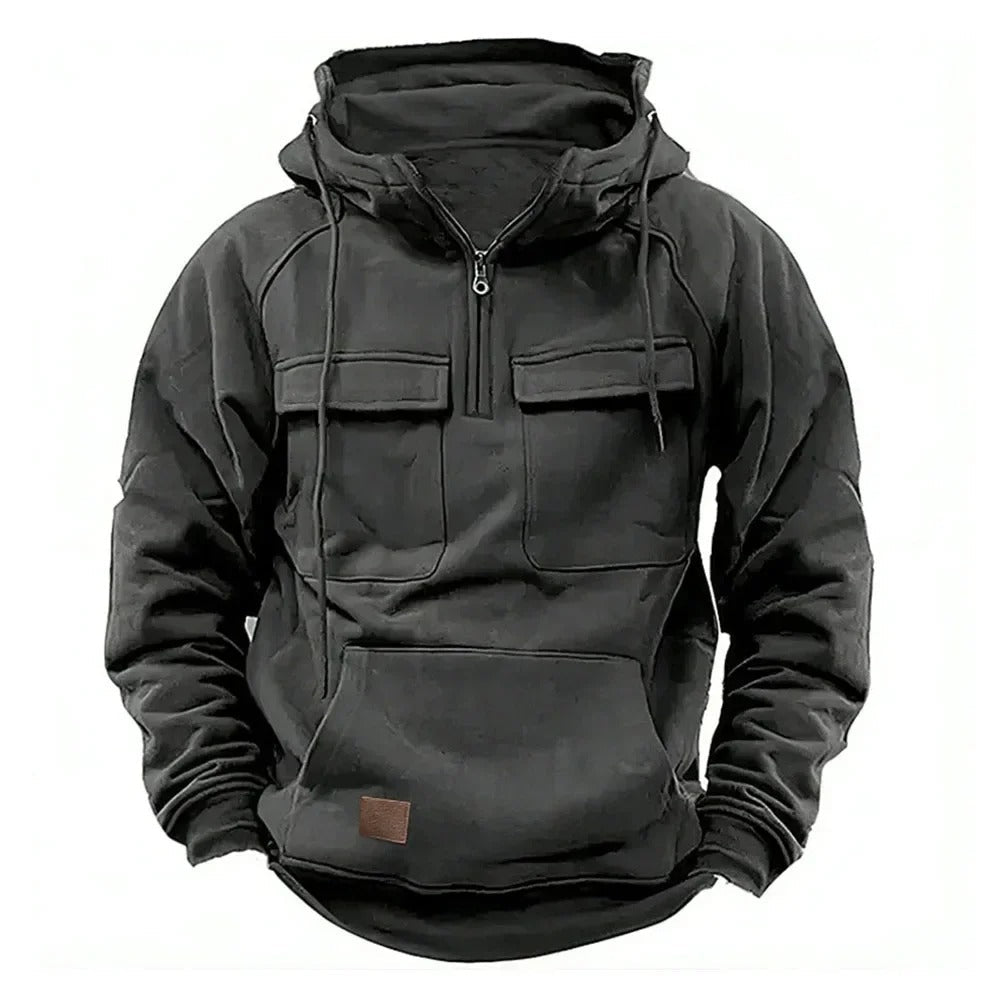 Men's Tactical Winter Hoodie with Zipper – Military Style, Warmth & Comfort