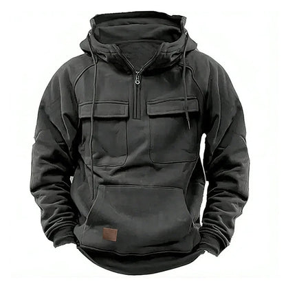 Men's Tactical Winter Hoodie with Zipper – Military Style, Warmth & Comfort