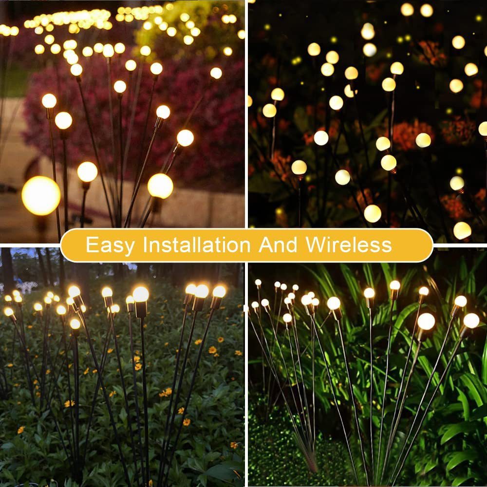 Zonne-Tuinverlichting Vuurvliegjes – 6 t/m 10 Lampjes | Warm Wit of Multikleur | Sfeerverlichting voor Buiten met Bewegende Effecten