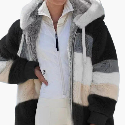 Women's Winter Hooded Zip-Up Casual Jacket - Stylish Warm Everyday Outerwear