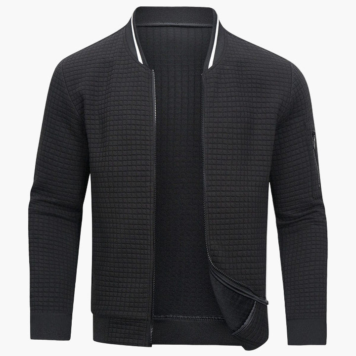 Men's Minimalist Grid Bomber Jacket for Daily Wear and Modern Style
