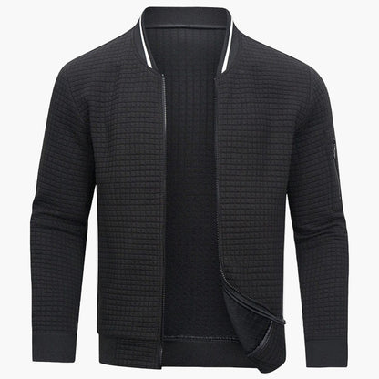 Men's Minimalist Grid Bomber Jacket for Daily Wear and Modern Style