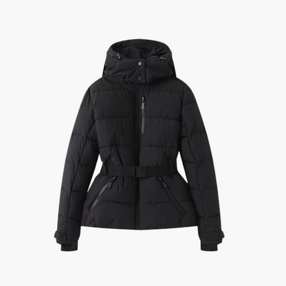 Women's Puffer Jacket – Belted Hooded Water-Resistant Winter Outerwear