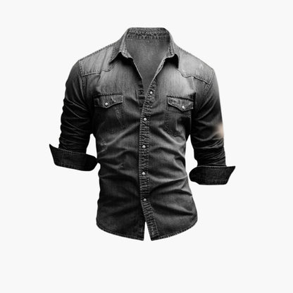Men's Western Denim Snap Button Shirt - Classic Casual Style