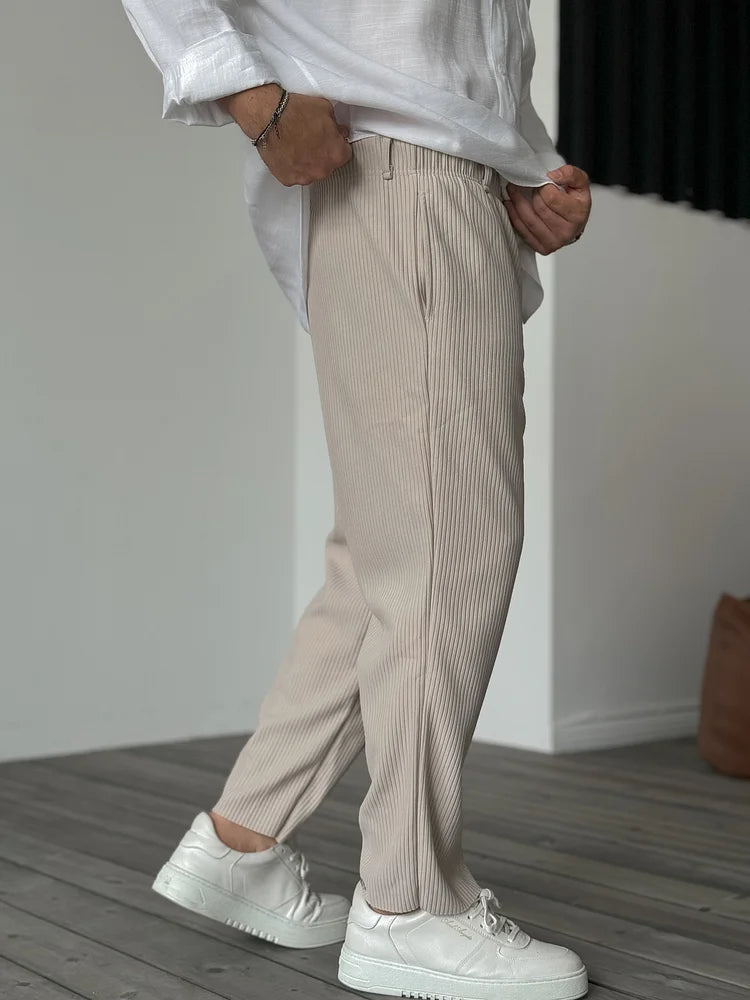 Men's Relaxed Fit Pleated Trousers for Everyday and Smart Casual Wear