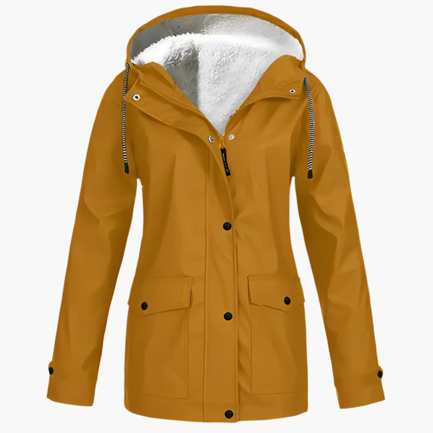Women's Winter Fleece Lined Hooded Rain Jacket – Stylish Outdoor Windbreaker