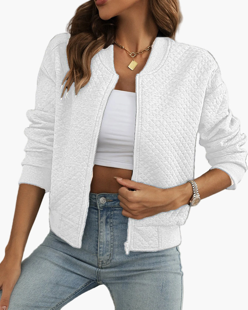 Women's Quilted Bomber Jacket Casual Street Style