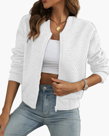 Women's Quilted Bomber Jacket Casual Street Style