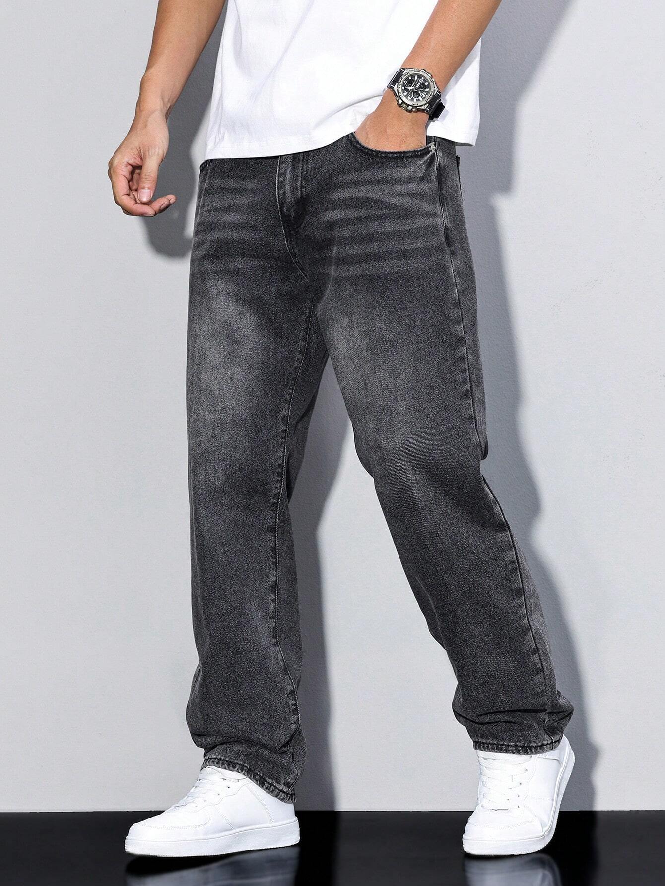 Men's Casual Loose Fit Straight Jeans Versatile Everyday Style