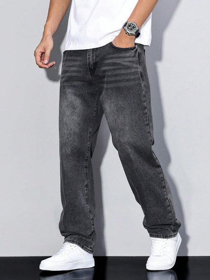 Men's Casual Loose Fit Straight Jeans Versatile Everyday Style