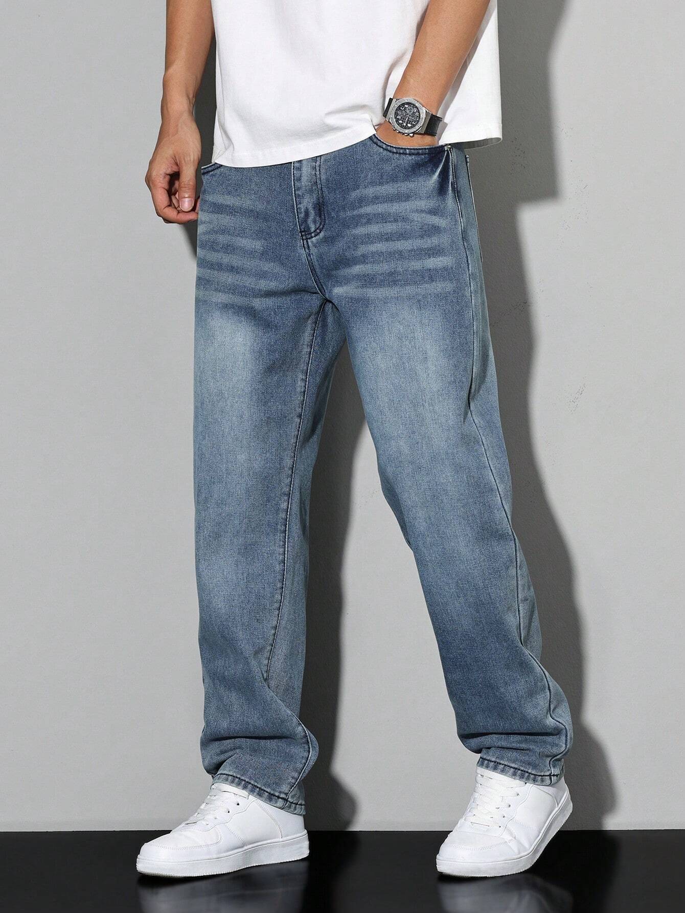 Men's Casual Loose Fit Straight Jeans Versatile Everyday Style