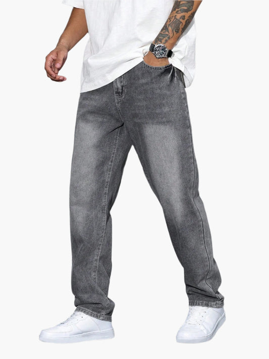 Men's Casual Loose Fit Straight Jeans Versatile Everyday Style