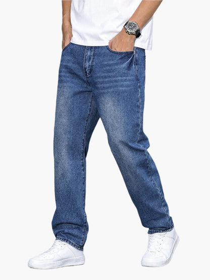 Men's Casual Loose Fit Straight Jeans Versatile Everyday Style