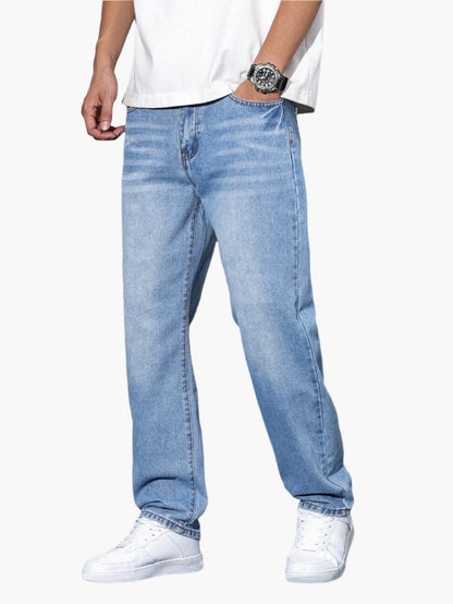Men's Casual Loose Fit Straight Jeans Versatile Everyday Style