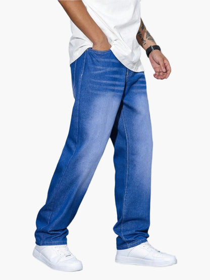 Men's Casual Loose Fit Straight Jeans Versatile Everyday Style