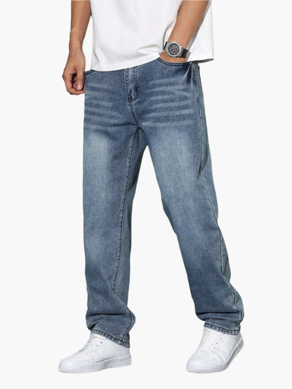 Men's Casual Loose Fit Straight Jeans Versatile Everyday Style
