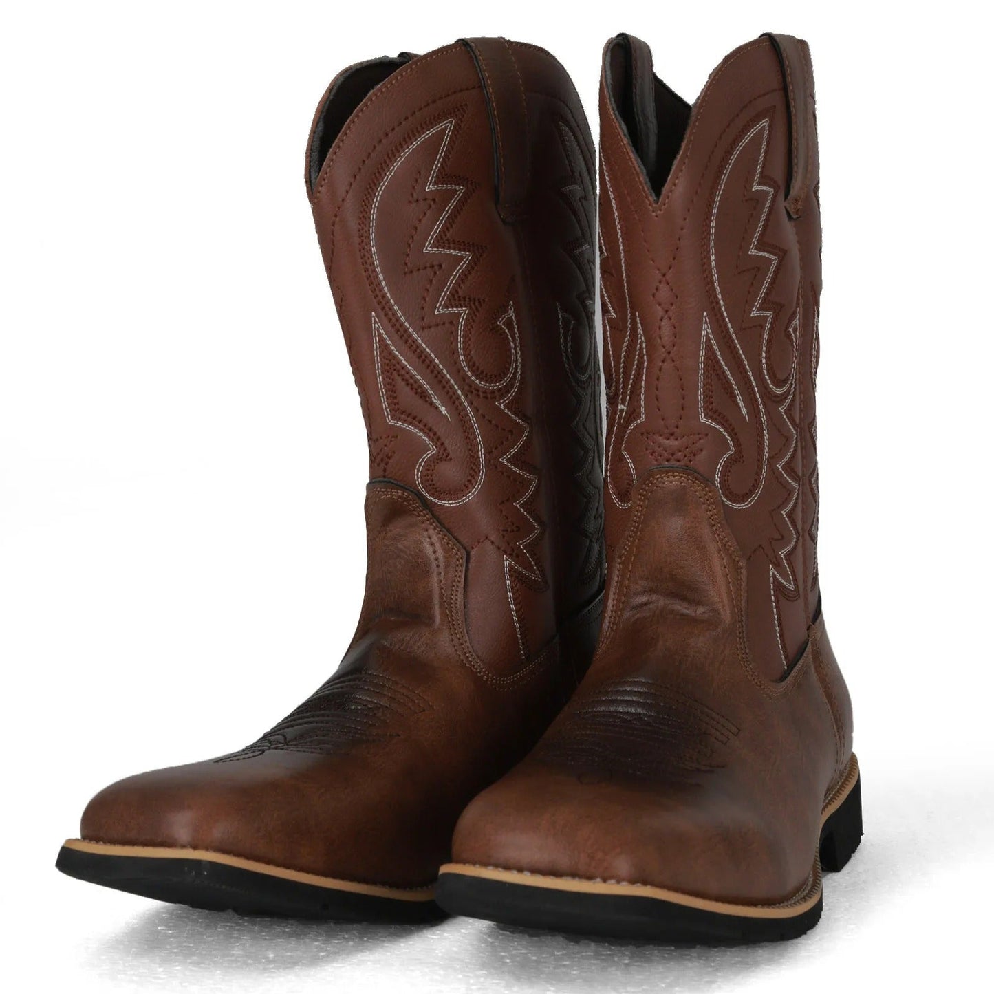 Men's Western Cowboy Boots Classic Mid-Calf Western Style Slip-On Boots