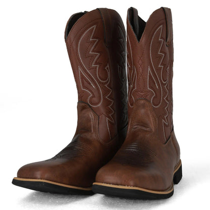 Men's Western Cowboy Boots Classic Mid-Calf Western Style Slip-On Boots