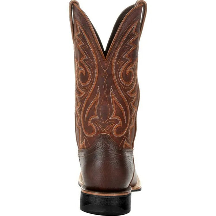 Men's Western Cowboy Boots Classic Mid-Calf Western Style Slip-On Boots